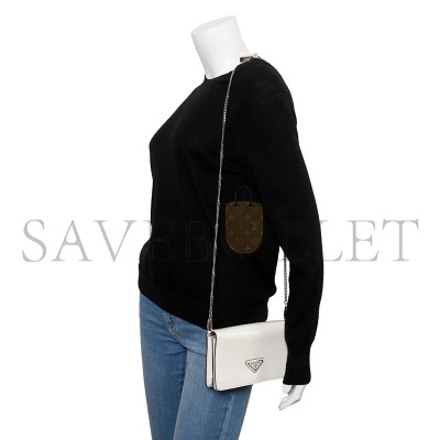 PRADA LOGO LEATHER WALLET ON CHAIN IN WHITE 1BD307 (19*10.5*3.5cm) 